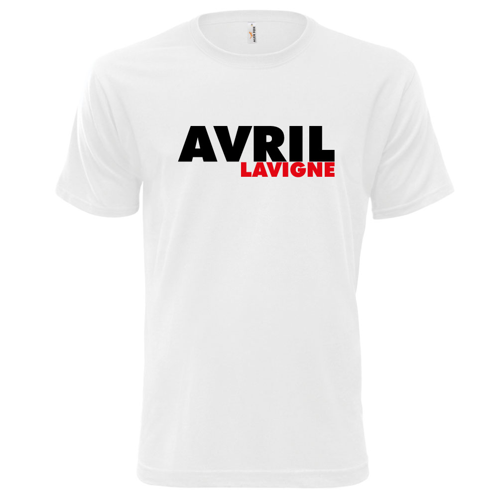AVRIL LAVIGNE 2 (Pánské tričko bílé, černý a červený potisk)